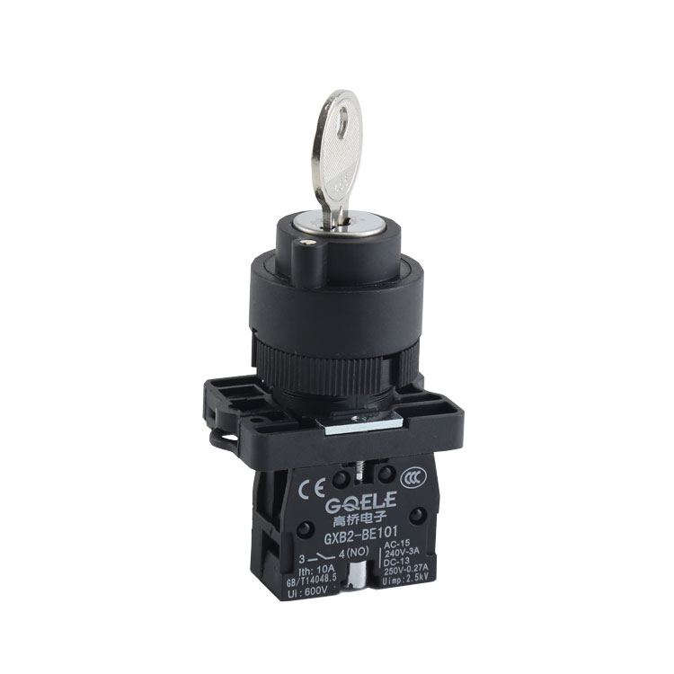 GXB2-EG21 High Quality 1NO 2-Position Key Selector Push Button Switch Self-locking Key-operated With Round Hea